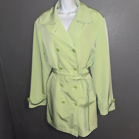 1 Madison Women’s Green Belted Trench Coat Jacket size XL - Picture 1 of 6